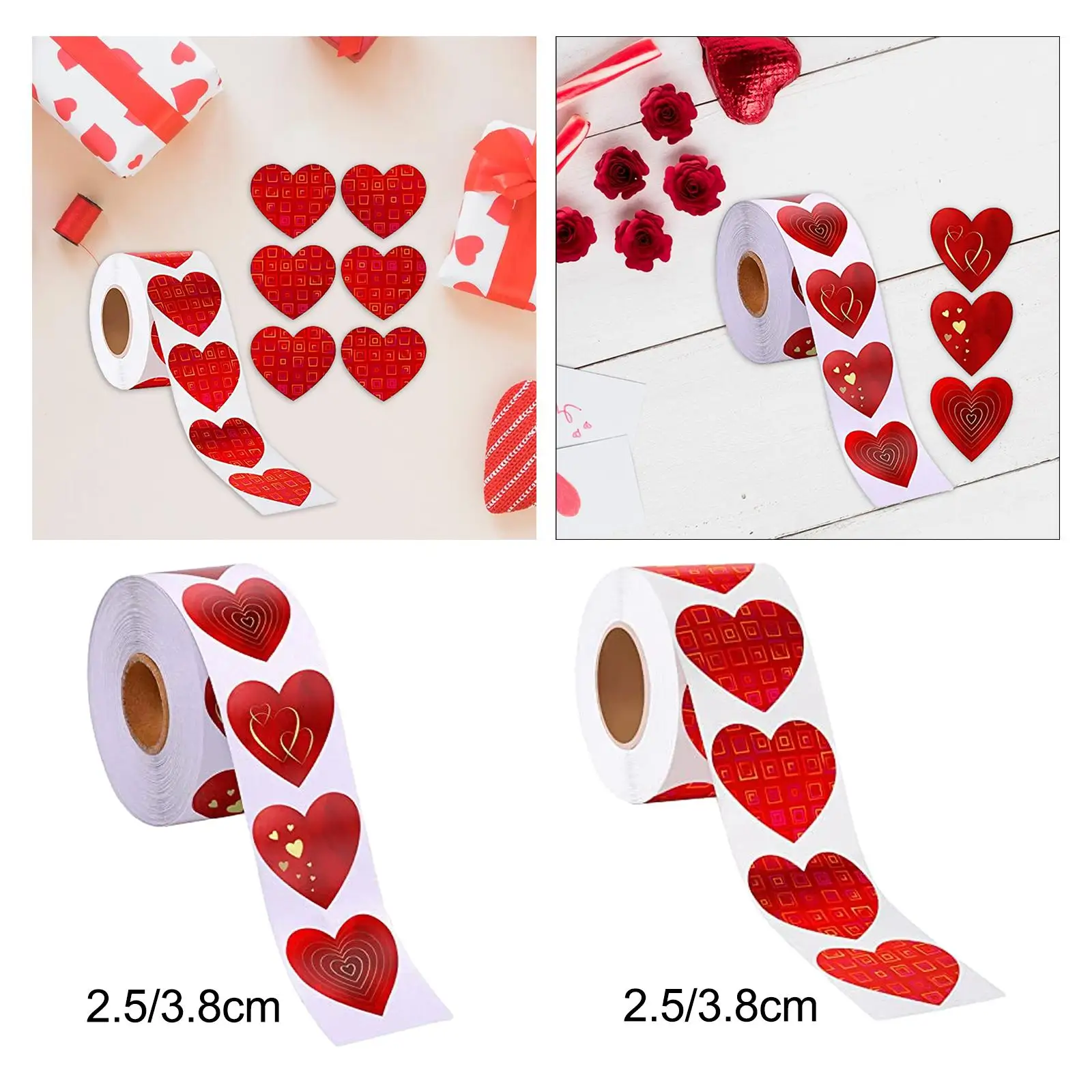 Valentine's Day Stickers Envelope Stickers Valentines Day Decoration Gift Box Label Sticker Heart Stickers for DIY Crafts
