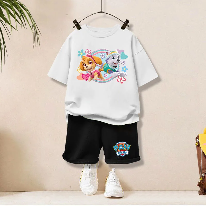 باو باترول الطفل تي شيرت مجموعة الكرتون سكاي طباعة السراويل قطعتين دعوى بنين بنات الصيف بلايز عادية أنيمي الاطفال الملابس هدية #5