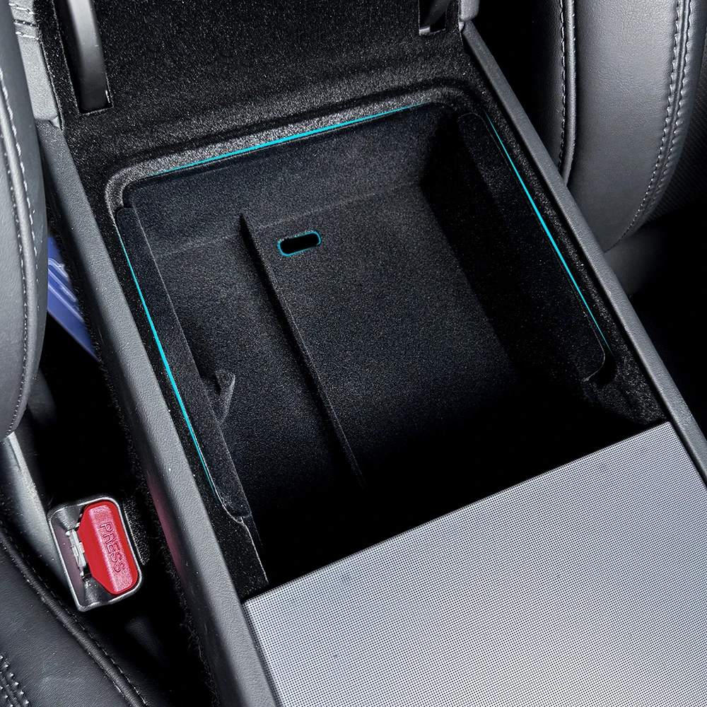 Voor Tesla Model Y Launch 2025 Model 3 Highland 2024 Armsteun Console Opbergdoos Organizer Massaal ABS met siliconen pad