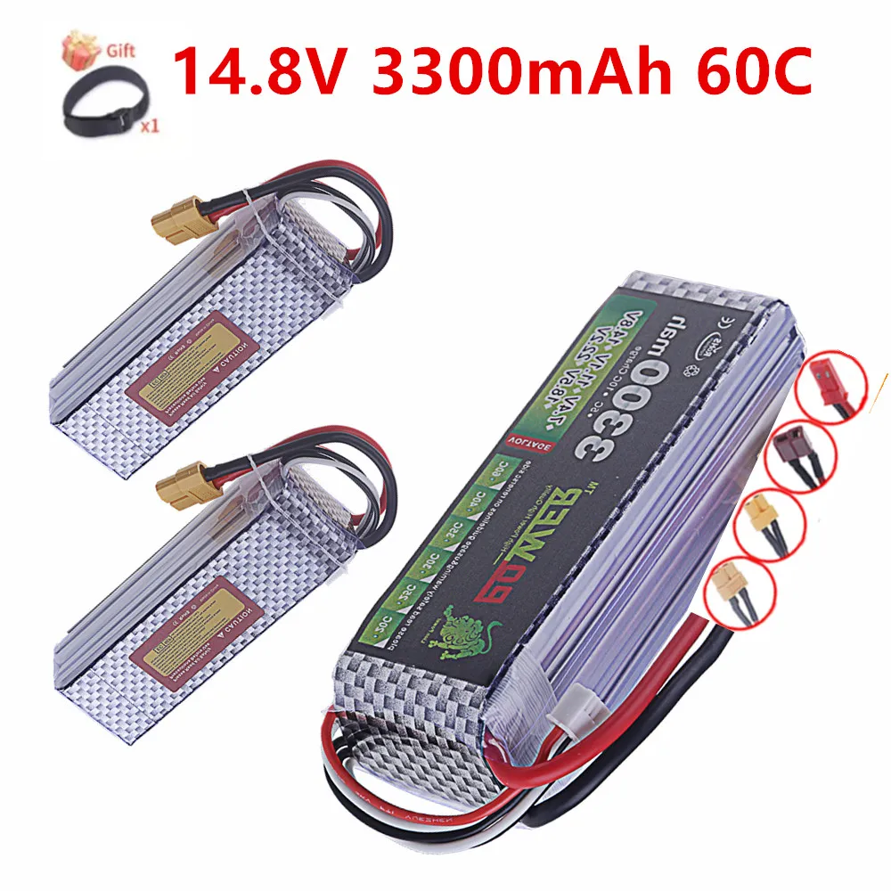 

НОВАЯ АКБ 4S LiPo 3300 мАч 14.8В с разъемами XT30, XT60, Deans T для дронов, радиоуправляемых FPV-моделей, квадрокоптеров, гоночных автомобилей, 60C MAX 80C
