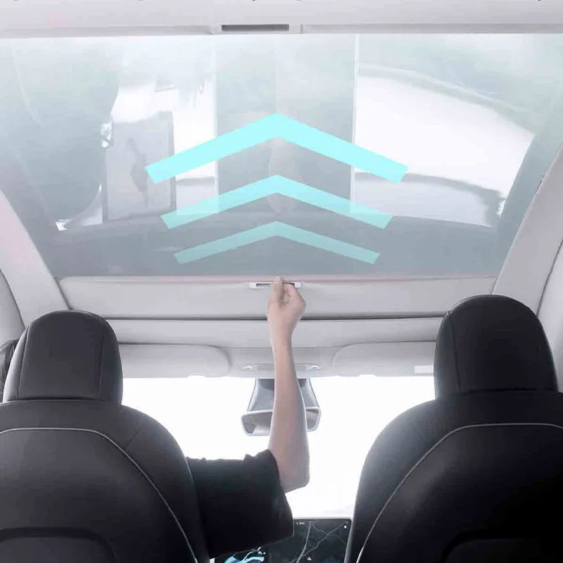 New Retratable Sunshade For Tesla Model Y Juniper 2025&Model 3 2020-2026 Roof Shade Scroll Original Sun Visor Pleated Sunscreen