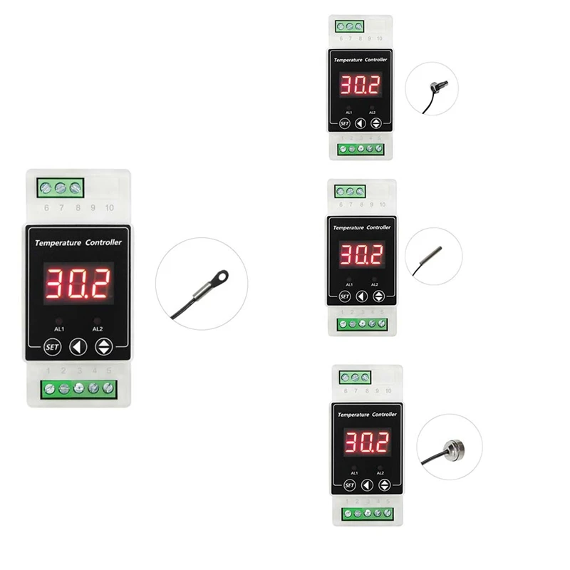 Termostato de carril LED AC220V relé de 2 vías controlador montado en carril Din controlador de alarma de temperatura de calefacción y refrigeración