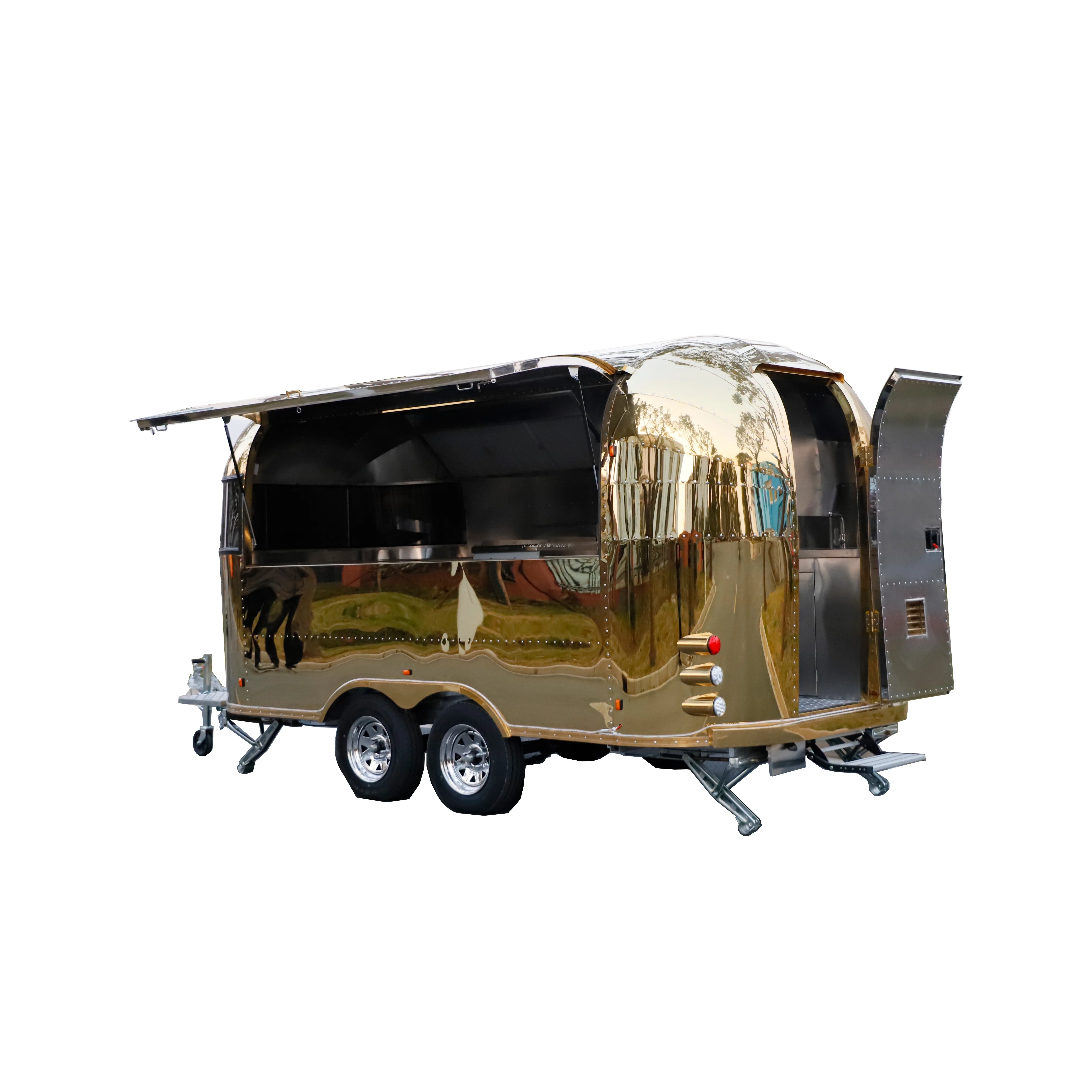 Rimorchio per camion per alimenti mobile commerciale Stalla per auto personalizzata Design in acciaio inossidabile ecologico, affari di strada