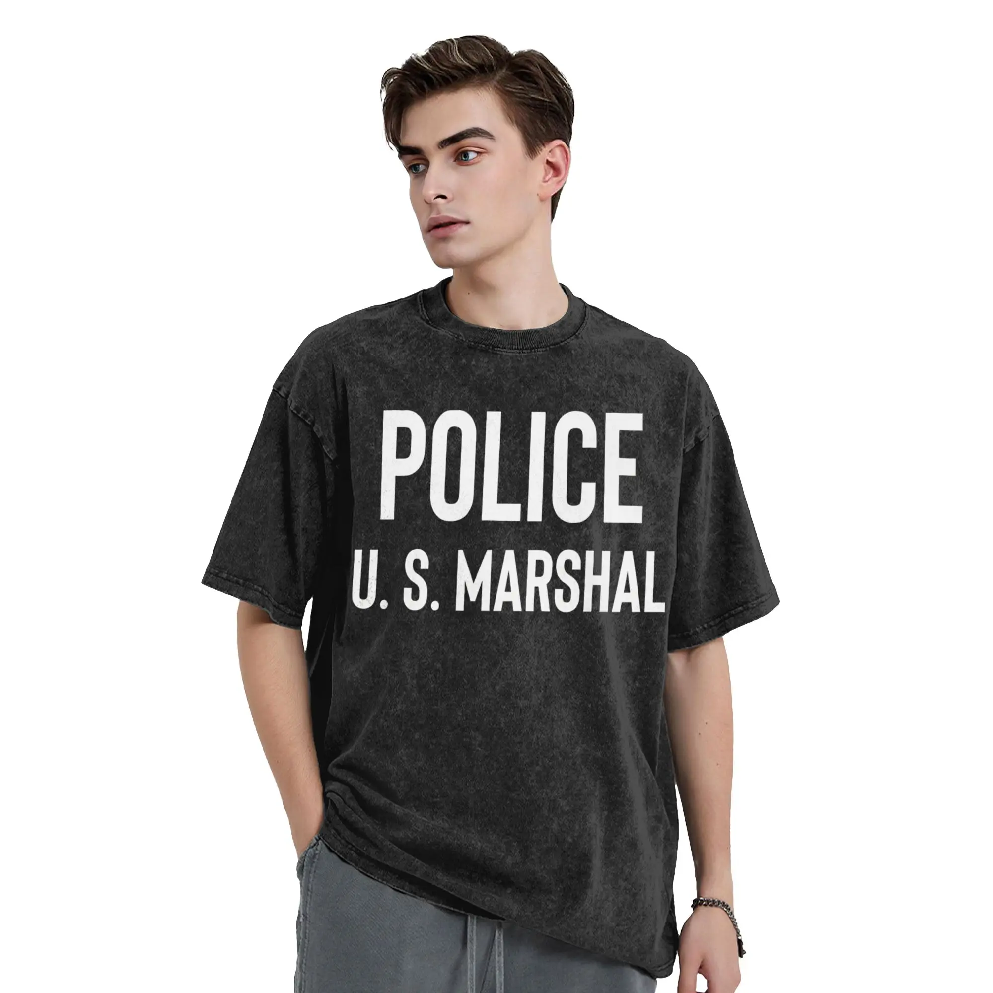 U.S. Marshal Police Law Enforcement T Shirt Beach  Y2K Funny T Shirts Cotton Cool Tshirt For Male Short Sleeves Print Tees
