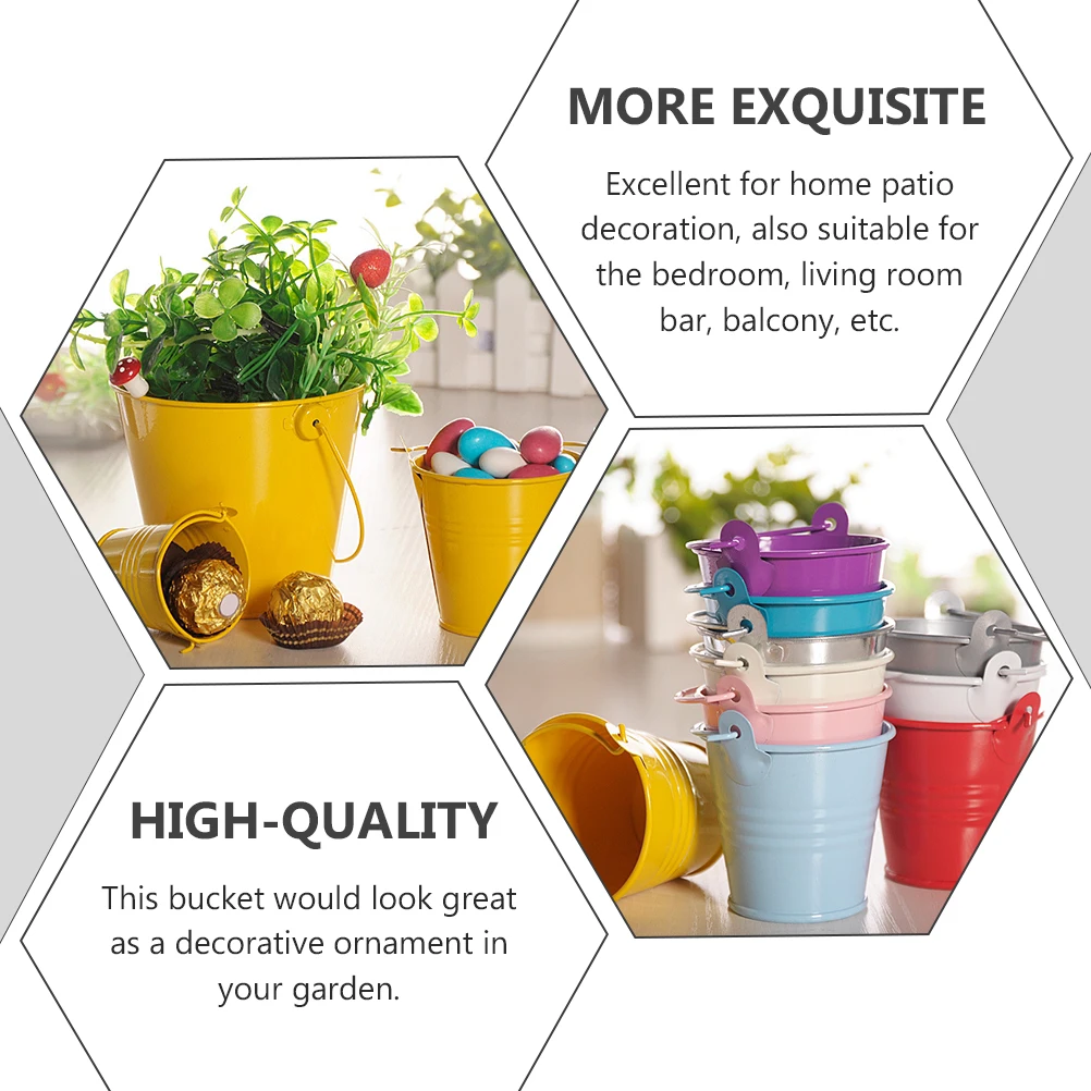 

2pcs Tinplate Flower Bucket Mini Metal Barrel for Garden Home Balcony Bedroom Plant Pot Landscaping Ornament Classic Design Wide