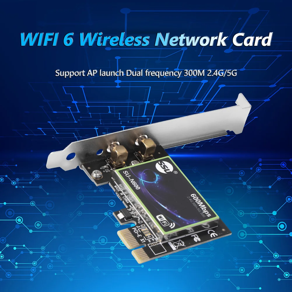 ثنائي النطاق PCI-E 1X بطاقة الشبكة اللاسلكية إيثرنت PCI Express Wi-Fi 6 محول