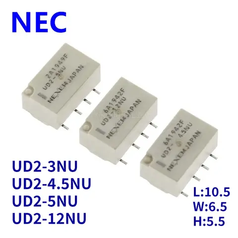 5Pcs New Original NEC Relay UD2-3NU UD2-4.5NU UD2-5NU UD2-12NU 1A 8PIN UD2 3V 4.5V 5V 12V signal relay