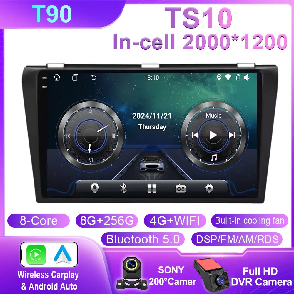 Android Draadloze Carplay Voor Mazda 3 2004 2005 2006 2007 2008 2009 Autoradio Met BOSE Multimedia Speler Stereo GPS Geen 2Din DVD