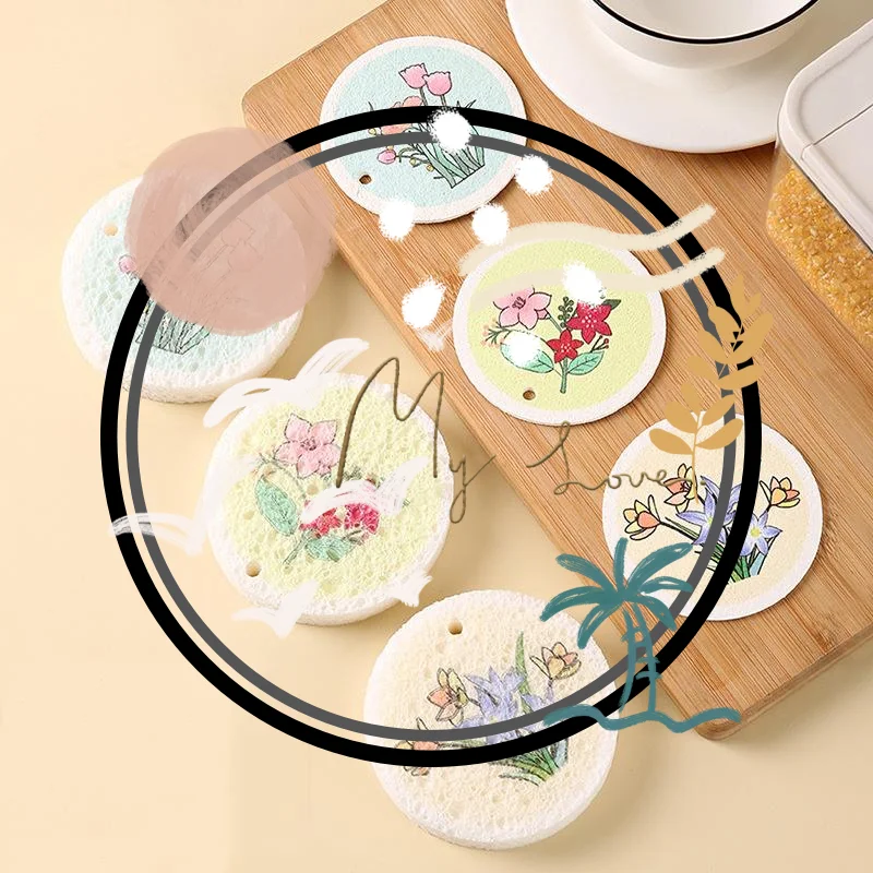 لب الخشب إسفنجة مضغوطة تجوب منصات لغسل الأطباق تنظيف المطبخ ممحاة سحرية وعاء تنظيف القماش #1