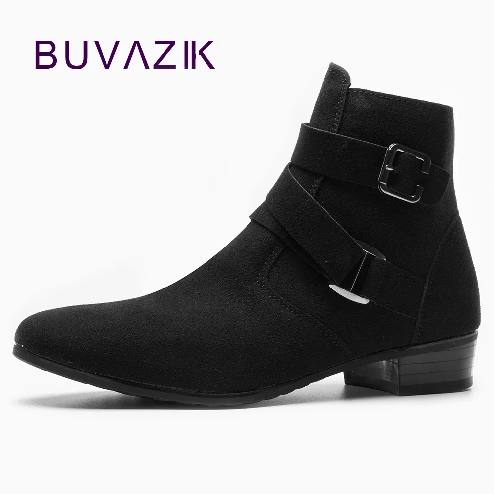 BUVAZIK Ankle Boots Men Wew Autumn Pointed Toe Mens Boots Leather Breathable High Top Shoes Outdoor Casual Men Botas Hombre