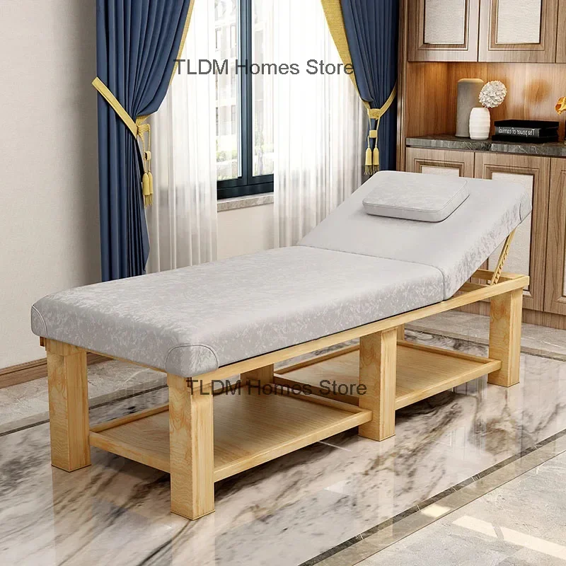 Modern Solid Wood Folding Massage Tables Aesthetic Stretcher Portable Body Massage Beds Minimalist Home Moxibustion Therapy Bed image 4