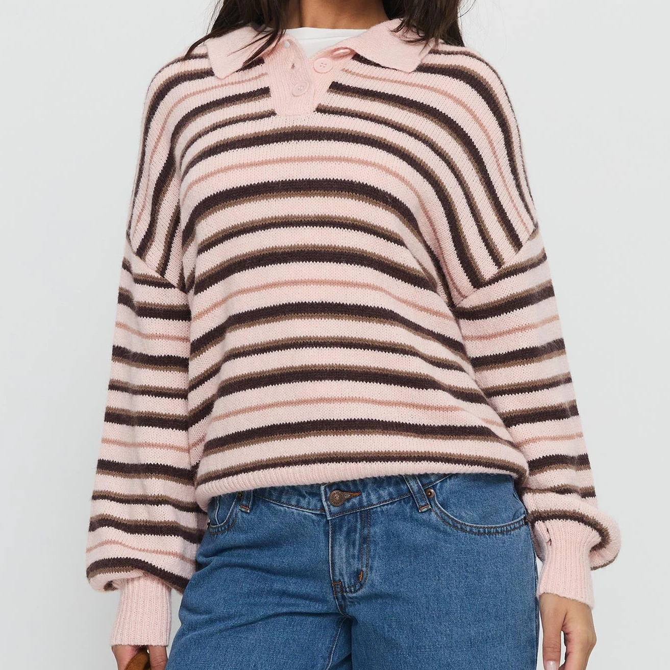 

Женская полосатая толстовка, розовый, коричневый, пуловер, толстовки с круглым вырезом, женские повседневные осенние толстовки