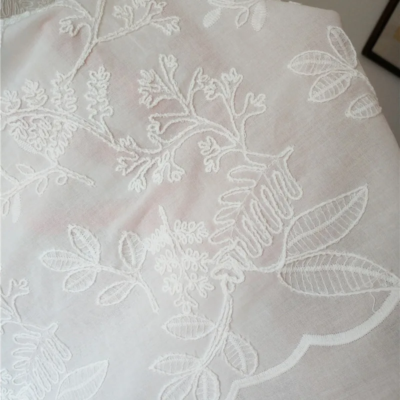 Embroidery Cotton Flower Lace Fabric Women's Dress Clothes DIY Handmade Crafting Sewing Cloth
