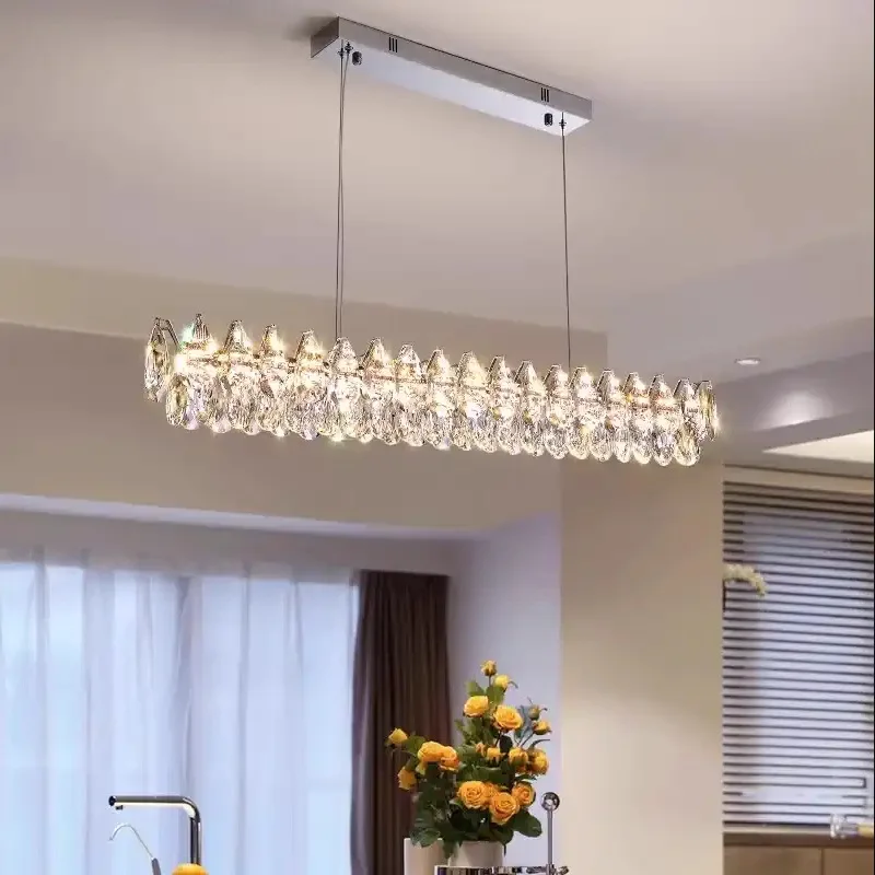 Luxury  Long crystal chandelier French dining room light new design shiny decorative lighting