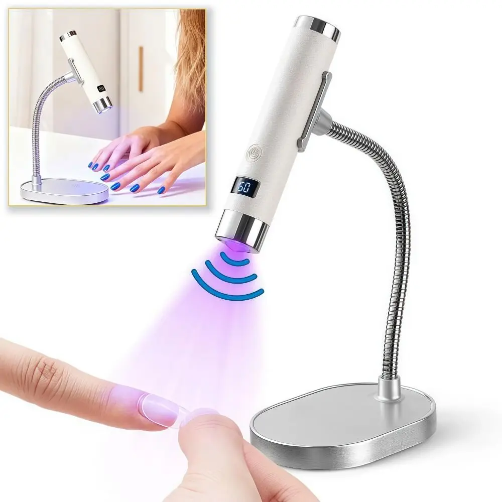 

Автоматическая мини-УФ-лампа для ногтей с датчиком, перезаряжаемая, с подставкой, светодиодная лампа для полимеризации, быстрое отверждение, портативная беспроводная лампа для сушки ногтей