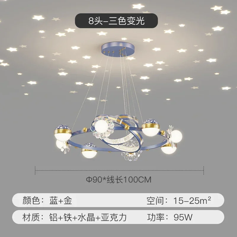 Скандинавский стиль, роскошная люстра для гостиной с изображением звездного неба, трендовая креативная хрустальная люстра с цветами, теплый проекционный зал с изображением звездного неба