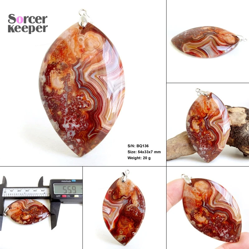 Fashion Natural Mexico Crazy Lace Agate Pendant Onyx Necklace Is Used To Make DIY Jewelry Women's Reiki Treatment Gift BK469