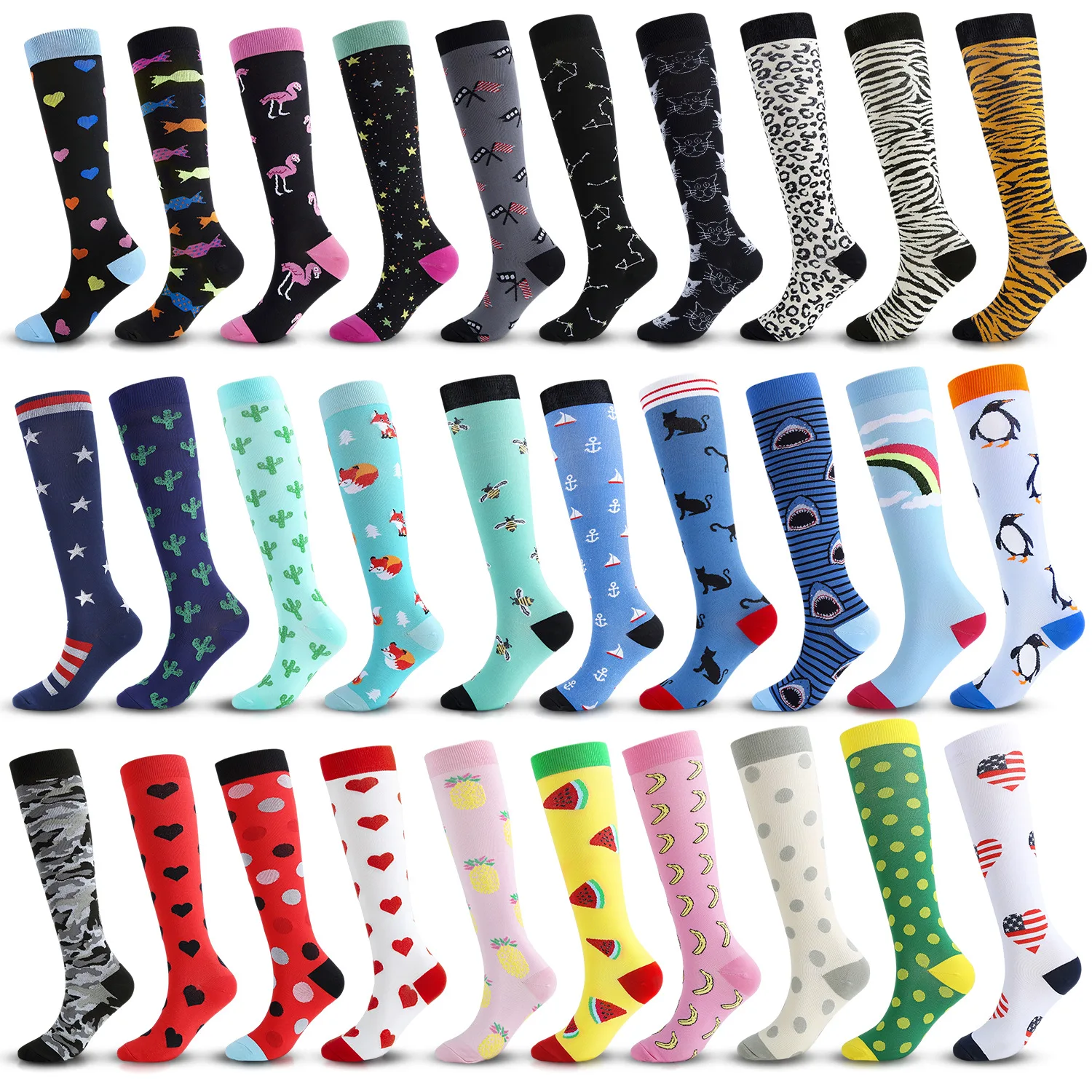 New factory Amazon sports compression socks sports socks elastic socks stockings fruit animal compression socks