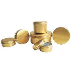 50pcs 10-150ml Golden Aluminum Cans Metal Tin Box Screw Lid Round Tea Canister Storage Container for Cream Balm Wax Cosmetics