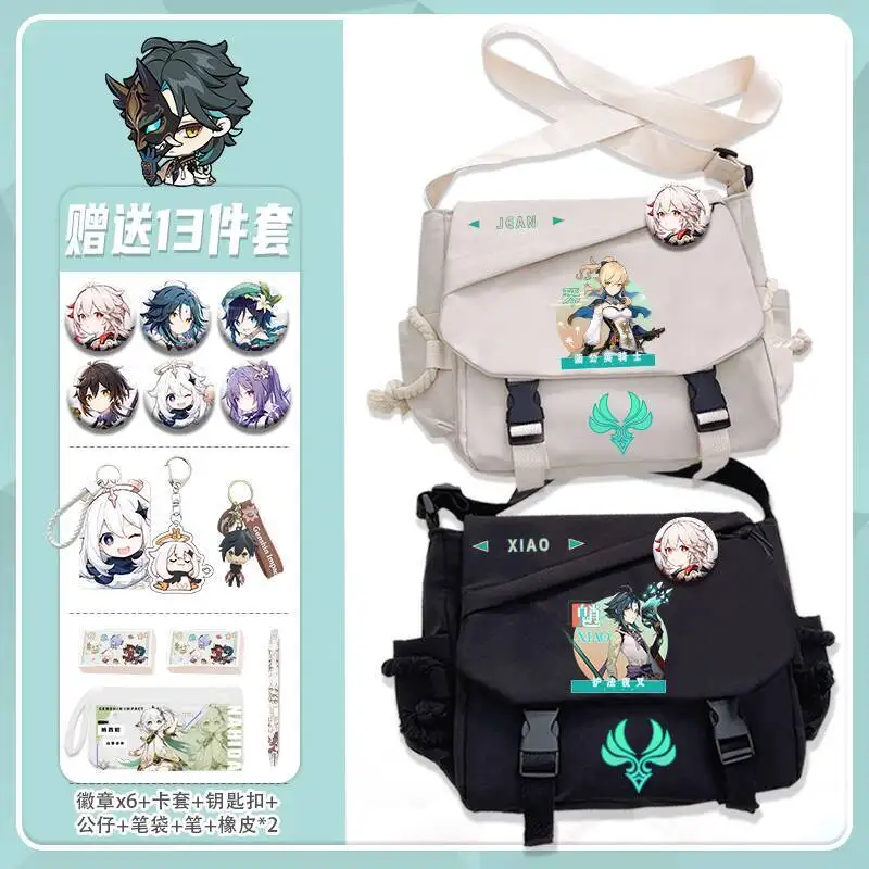 Genshin Impact Crossbody Collaboration Xianglong Pain Zhongli Wendy Tote Keqing Umhängetasche Klee Canvas Rucksack A