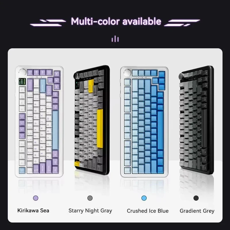 Tri-mode Mechanical Keyboard RGB Backlit Bluetooth Wireless with Knob Screen Display 82 Keys PBT Keycap Hot Swap Gasket Keyboard