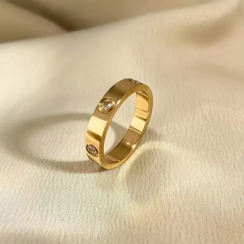 Love Friendship Ring Stainless Steel Cubic Zirconia Promise Ring Wedding Jewelry Valentine's Day Birthday Gift 5-11