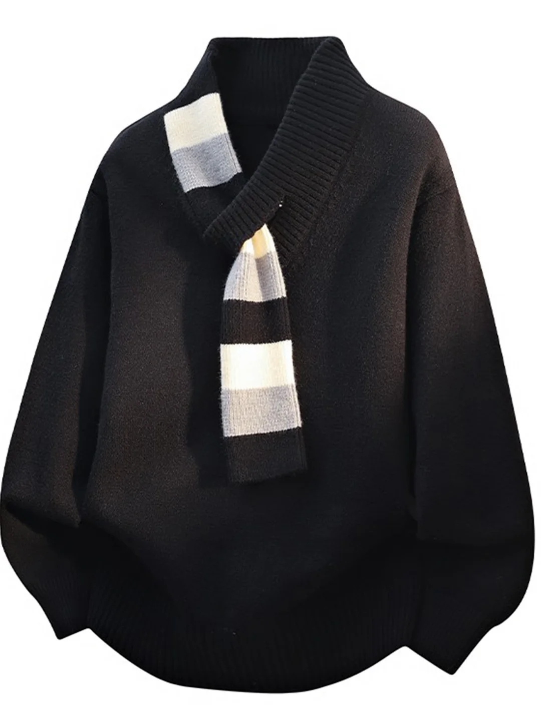 

Korean Sle Luxury Casual Knitwear Men's irt Collar Design Sweater Inner Wear Soft Polyester Fiber Long Sve Winter Clothes