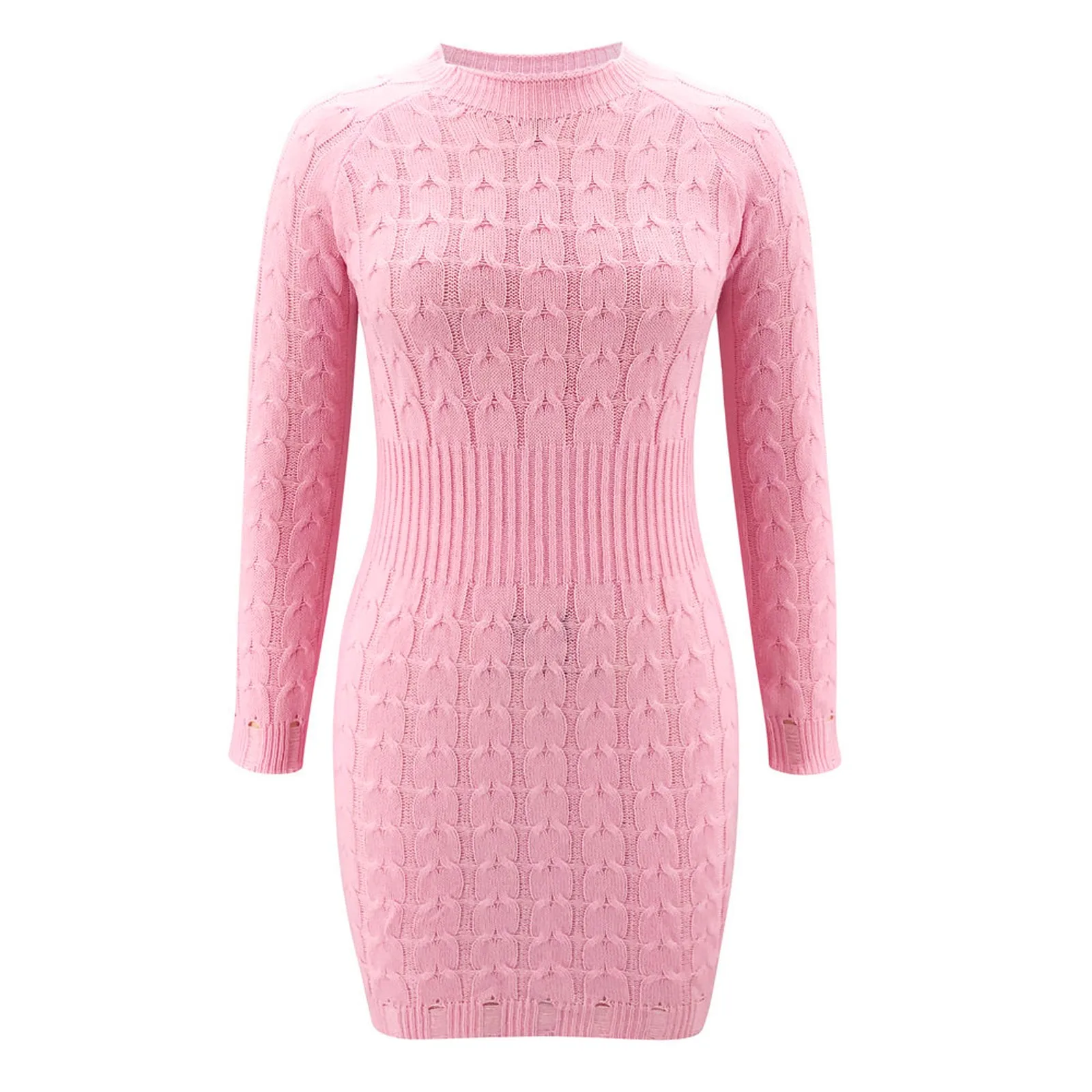 Elegant New Autumn Winter Sweater Dress Solid Color O Neck Long Sleeve Knitted Bodycon Mini Sweater Dress Female Knit Sexy Dress