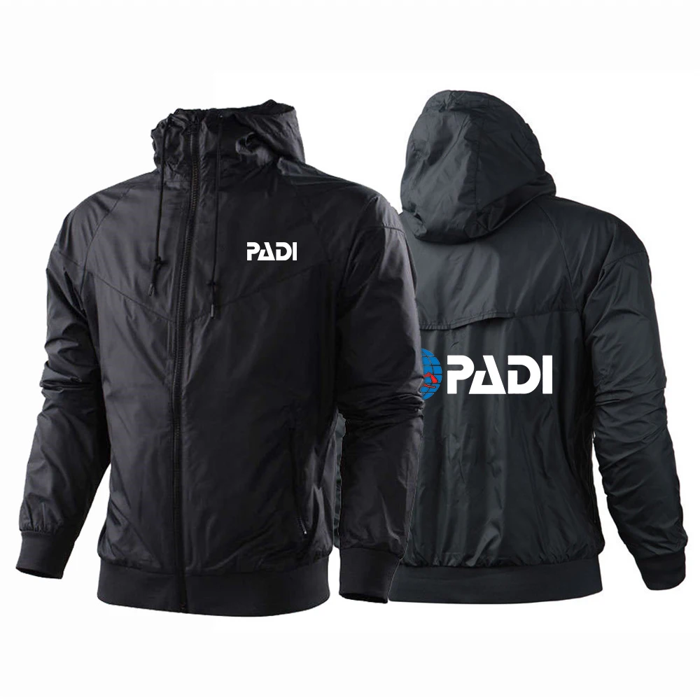 2024 Scuba Driver Padi Men Spring and Autumn Thin Windproof Casual Hooded Color Matching Fashion Printing Windbreaker Coat