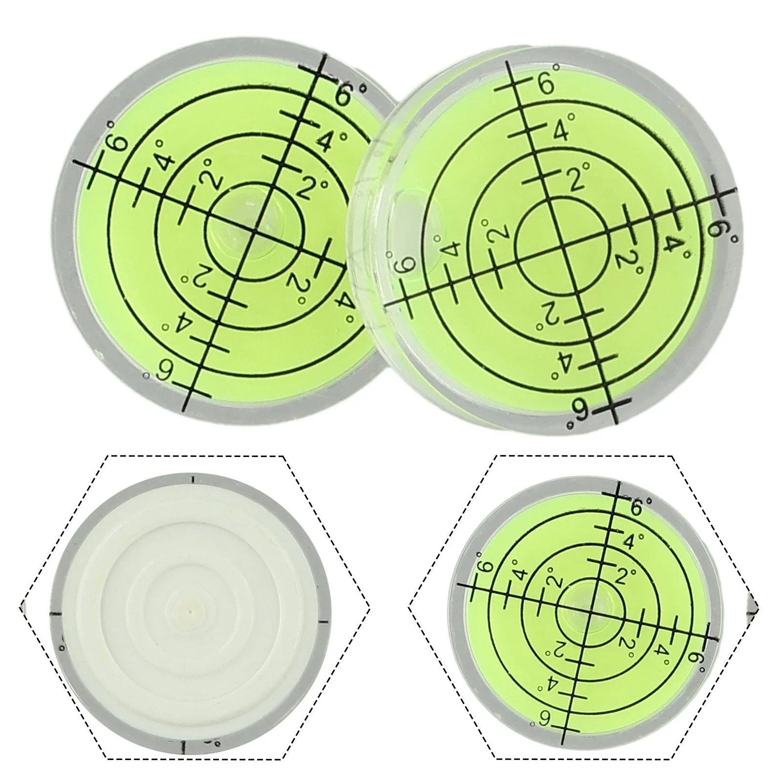 Degree Mark Bubble Level Highly Translucent 20°-30° 32*7mm/1.26*0.28in Acrylic Fluorescent Yellow-green Precision