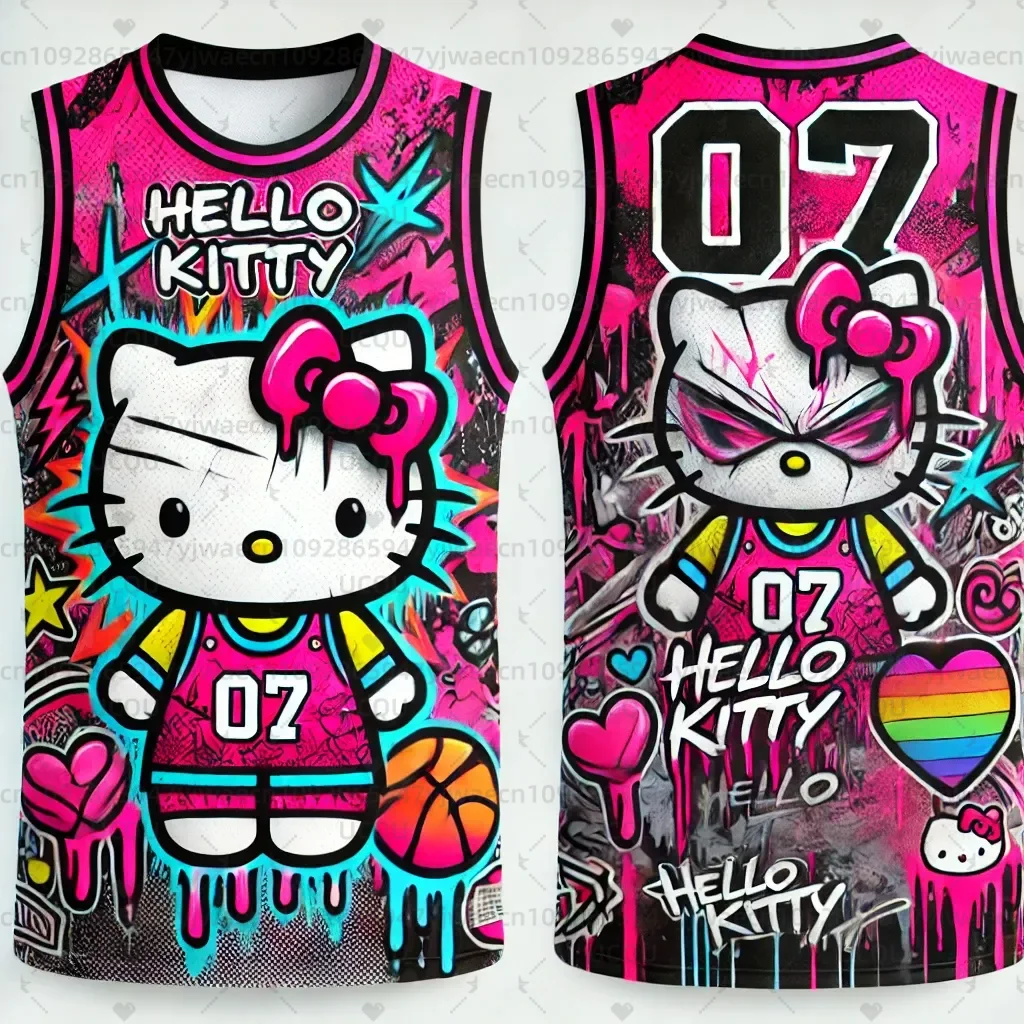 

Summer Girls Women's 3d Printed Hello Kitty Boys Training Men's Sports Sleeveless Vest Basketball Tank Tops T-shirt