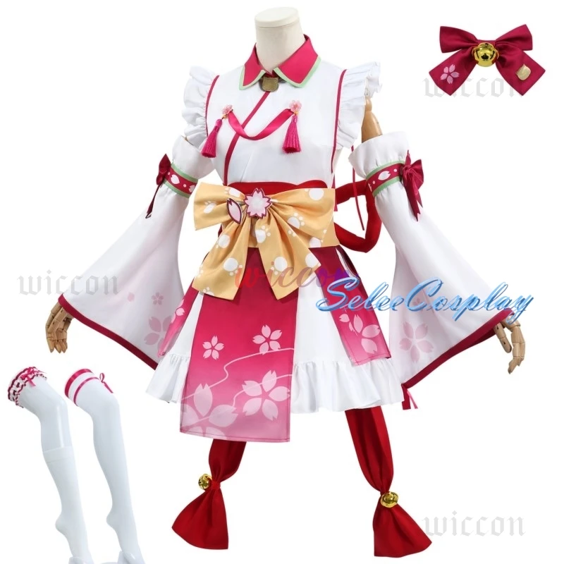 Costume de Cosplay Sakura ata ko avec Perruque VTuber Hololive, Accessoires de ixd'Halloween et de Noël