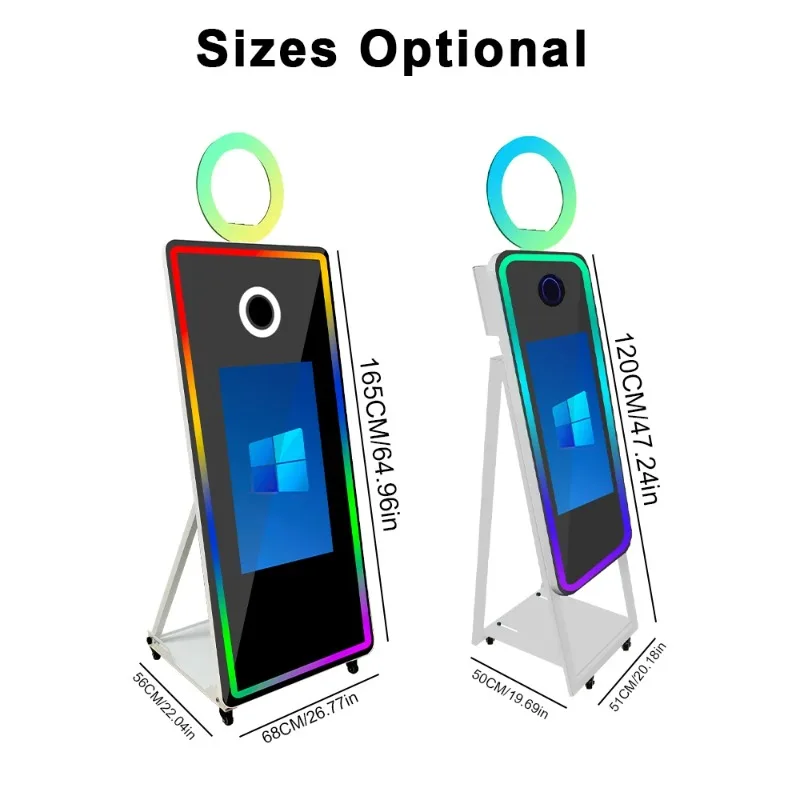 Portable Magic Mirror Photo Booth with Touch Screen Selfie Photobooth Machine with Flight Case for Wedding Party Rental Events