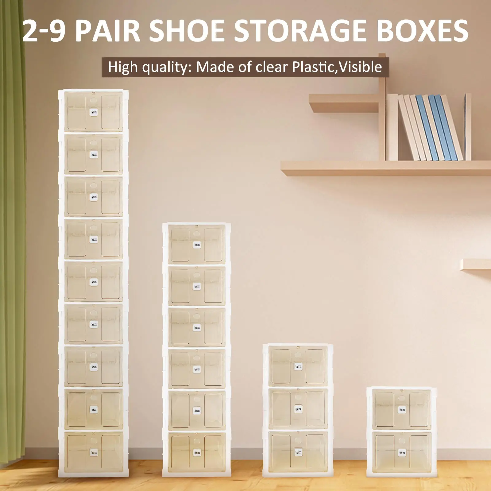 

Artudatech 2-9 Pair No-Installation Shoe Storage Cabinet Drawer Box Plastic Frame Shoe Box,for Closet, Entryway, Room