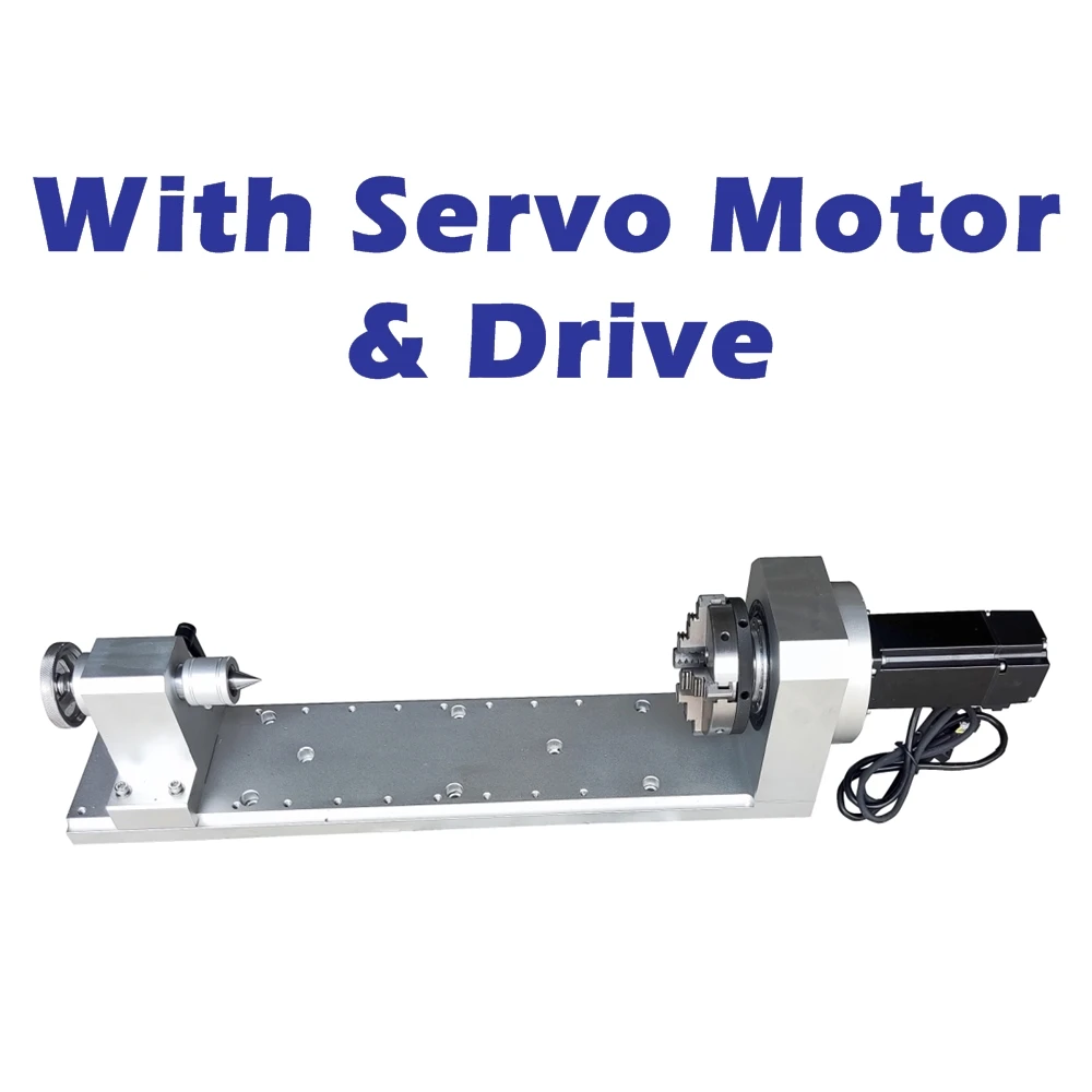 400W Servo Motor 4th Axis 60mm 25-50 HD Harmonic Reducer High Precision Medium Height 80mm 3/4Jaw Chuck with Tailstock 270mm