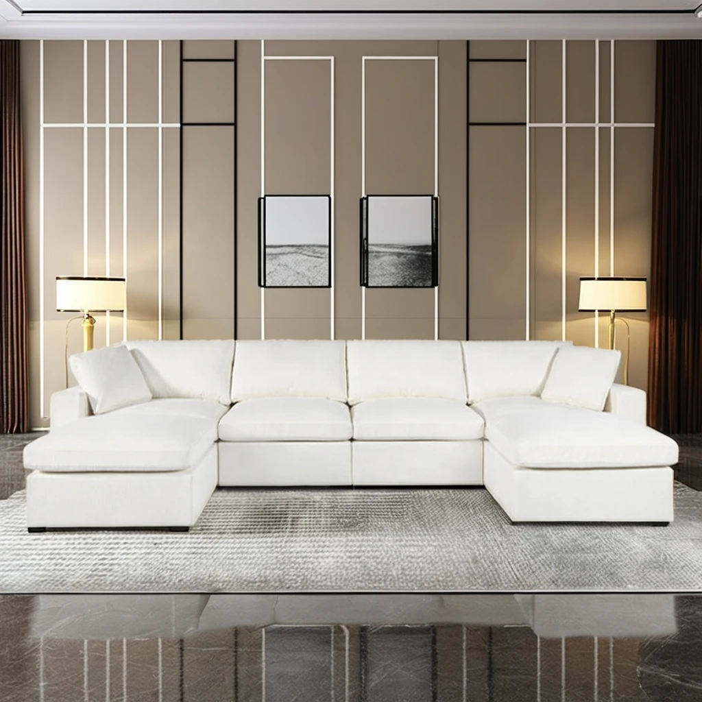 New Fashion Nordic Modern Linen Fabric Cloud Sofa Bed Chasie Living Room Modular Sectional Sofa