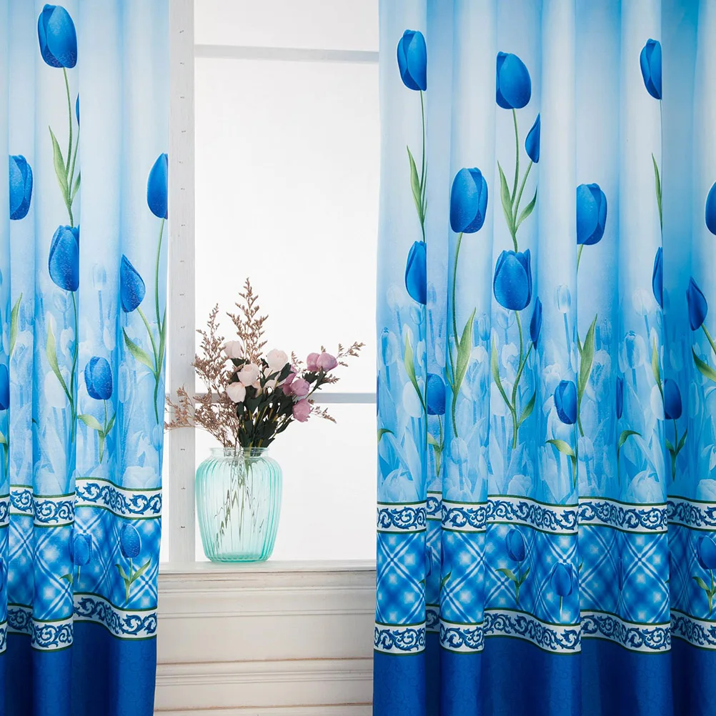 

Tulip Curtains Polyester Grommet Semi-Blackout Machine Washable Flowers Printing Sophisticated Window Decor Home