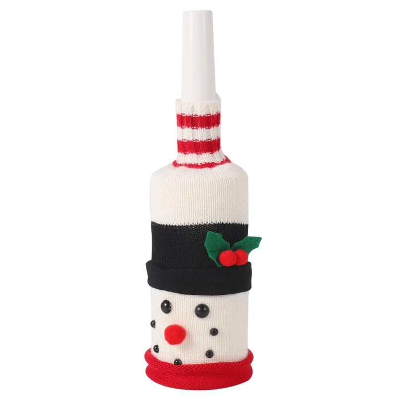 4 Pcs Cute Christmas Wine Bottle Cover Knitted Wine Bottle Sweater For Holiday Party Christmas Table Home Decoration