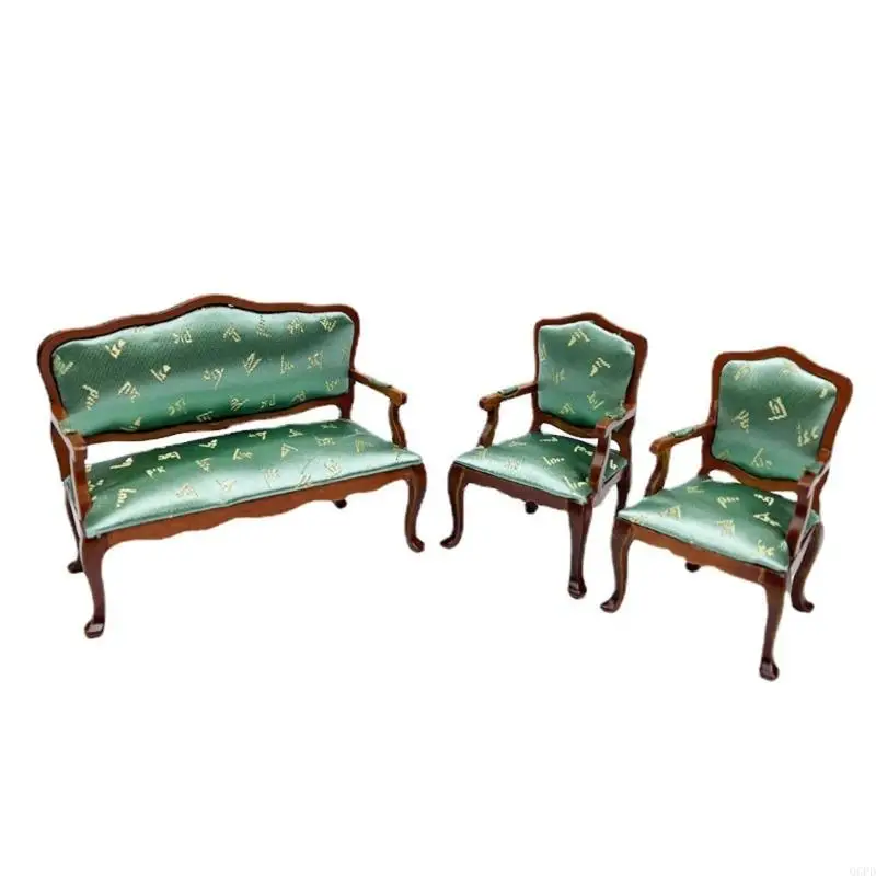 

1/12 Кукольный дом Мебель для гостиной 3 шт. Диван-стул для ремесленных моделей Декоры