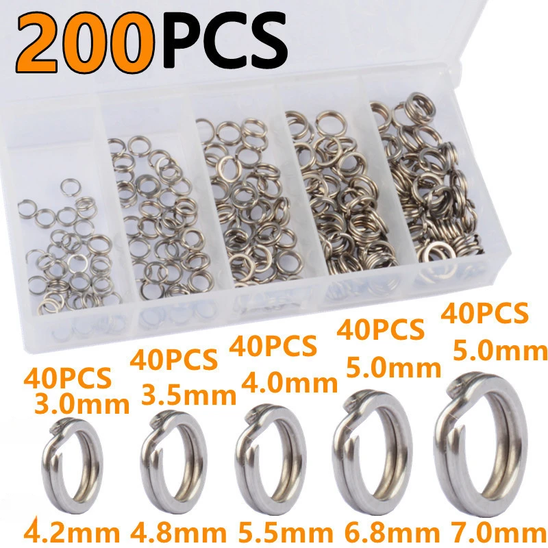 250Pcs 5 Sizes High Strength Large Tensile Force Fishing Loop Fishing Stainless Steel Split Rings Fishing Lure Connector view 3