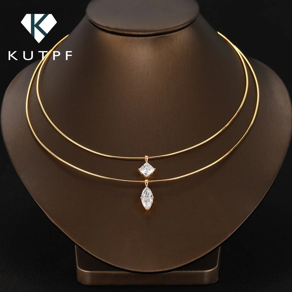 

Ожерелье с подвеской из муассанита, 2/3 карата, круглое/овалное/принцесса/грушевидной огранки, ожерелье из стерлингового серебра 925, пасьянс, бриллиантовая цепочка на шею для женщин