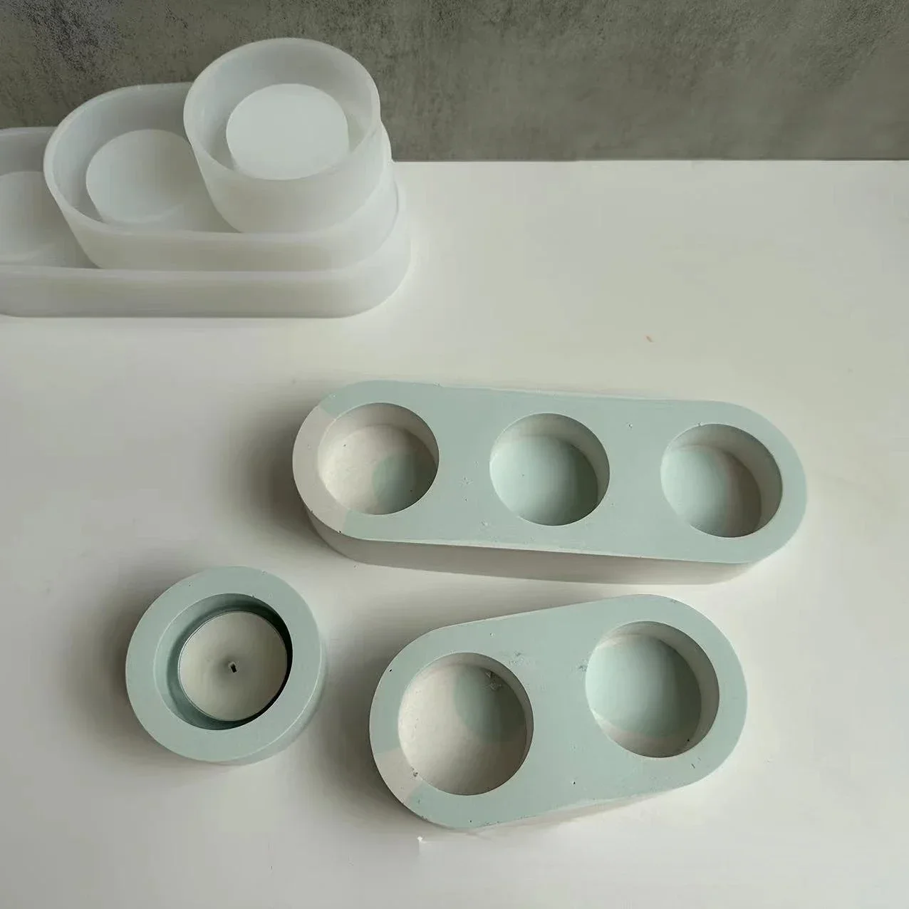 Candle Holder Plaster Drip Mold Single Hole Double Hole Triple Hole Candle Holder Silicone Mold Thin Mirror Aroma Mould