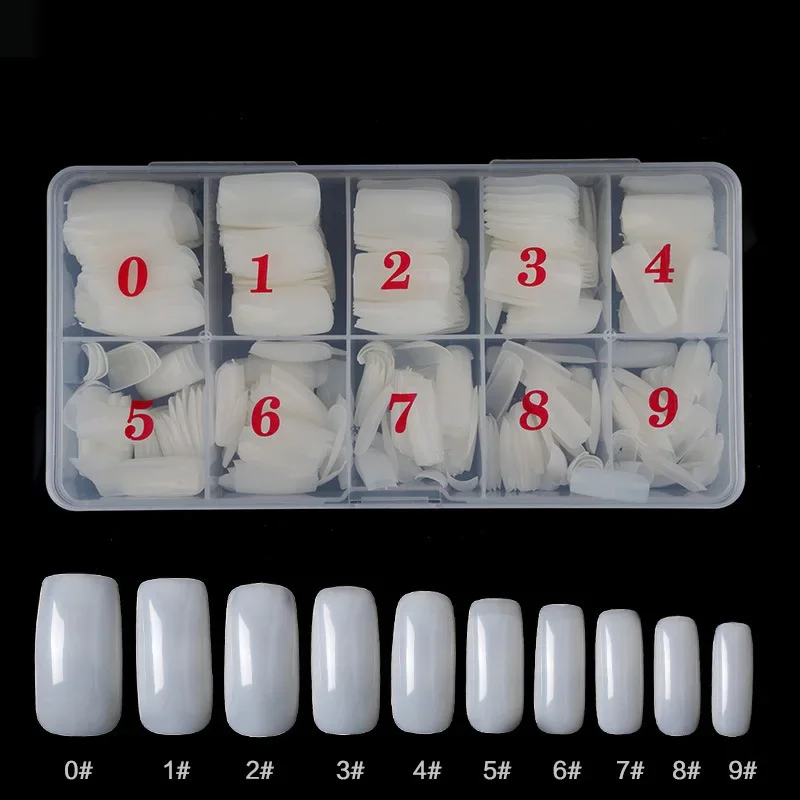 500 قطعة مجموعة الأظافر الاكريليك وهمية شفافة الاصطناعي نصف غطاء غطاء كامل الفرنسية سهلة تطبيق مانيكير الأظافر كاذبة كبسولات