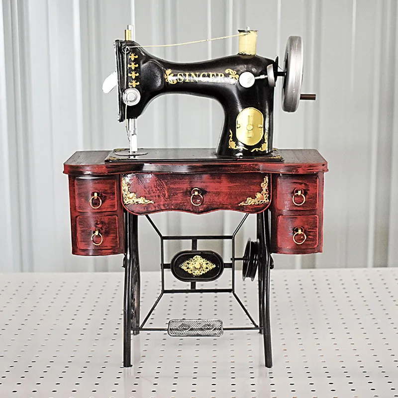 Retro wrought iron sewing machine model ornament creative home jewelry metal handicrafts film and television photography props