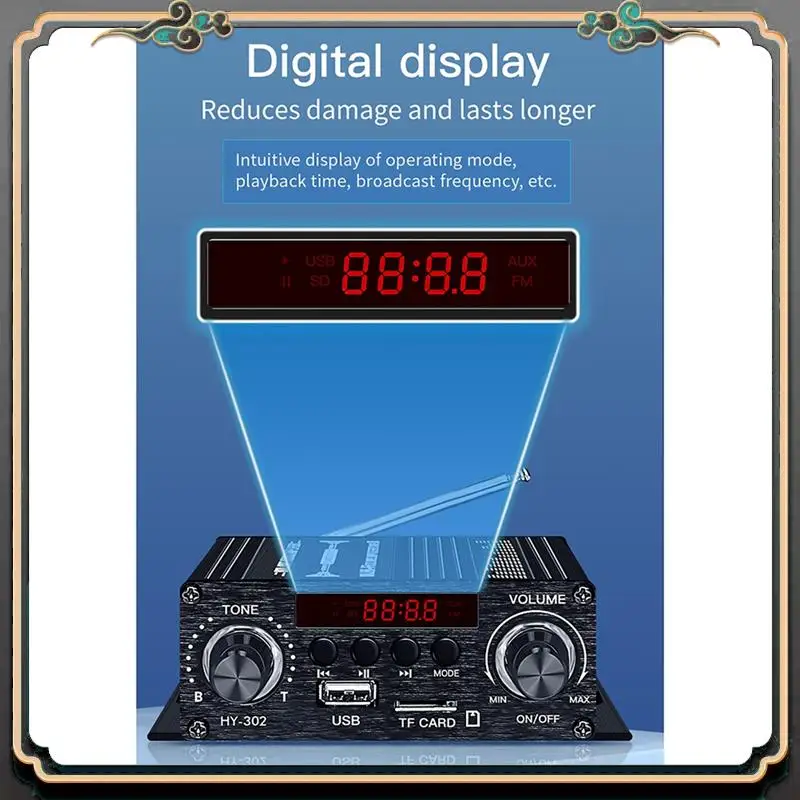 Reliable-New Digital Bluetooth Amplifier 12V Home Car 2 Channel HIFI Sound Speaker FM Receiver Audio Amplificador Clase-AB AMP
