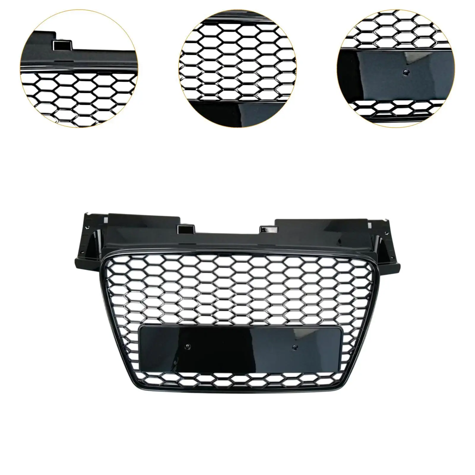 Car Front Bumper Honeycomb Mesh Grille Gloss Black ABS High Performance Accessory for Audi TT 2007-2014