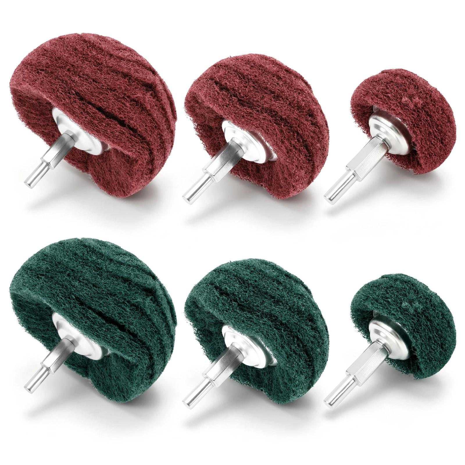 6Pcs Abrasive Buffing Polishing Wheel with 1/4 Inch Shank Portable Mushroom Shape Scouring Pad Polishing Wheel Drill Attachment