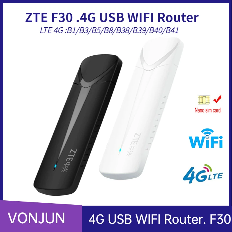 잠금 해제 ZTE F30 USB WIF 동글, 150 Mbps 무선 라우터, 4G LTE 모뎀, 포켓 핫스팟 네트워크 카드