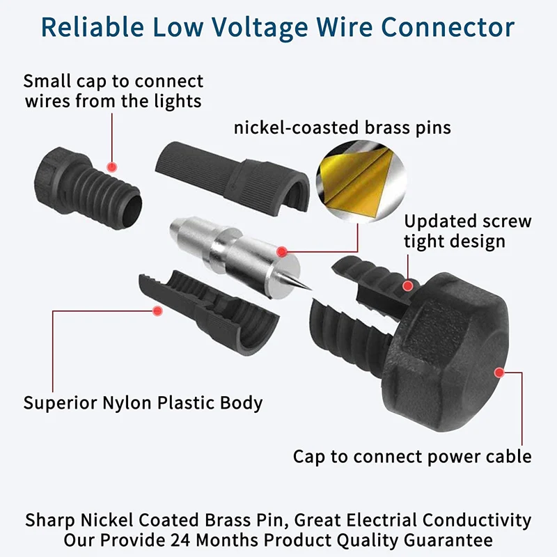 Connettori per cavi per luce di paesaggio a bassa tensione gratuiti di collegamento connettori per cavi calibro 12-18 per faretti da giardino a LED