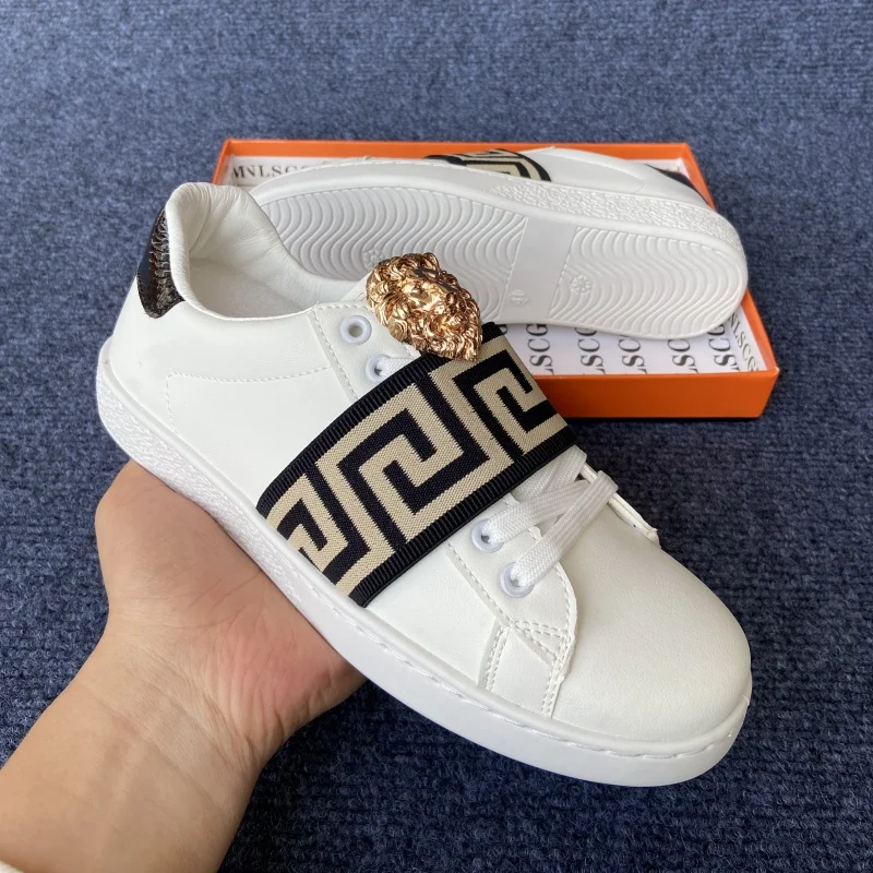 

Оригинальная брендовая дизайнерская обувь с головой льва. Мужские кроссовки. Роскошная мужская обувь. Повседневные кроссовки на плоской подошве.